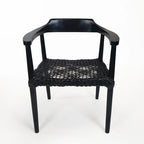 Fauteuil d'appoint en teck avec assise en cuir tressé | Style naturel bohème