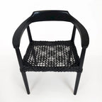 Fauteuil d'appoint en teck avec assise en cuir tressé | Style naturel bohème