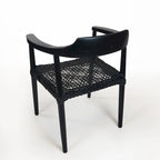 Fauteuil d'appoint en teck avec assise en cuir tressé | Style naturel bohème