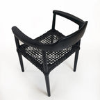 Fauteuil d'appoint en teck avec assise en cuir tressé | Style naturel bohème