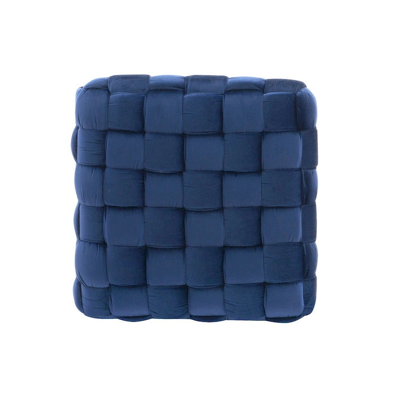 Ottoman carré en velours tissé à la main | Repose-pieds texturé et pièce d'appoint
