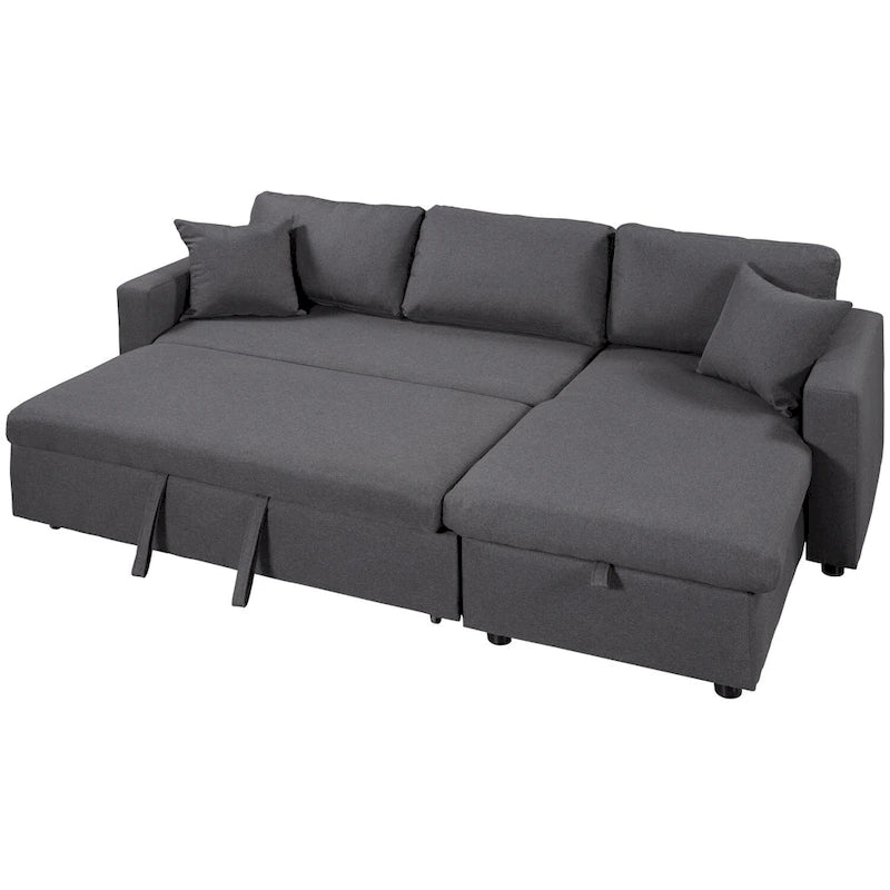 Canapé-lit sectionnel rembourré avec méridienne de rangement | Canapé convertible