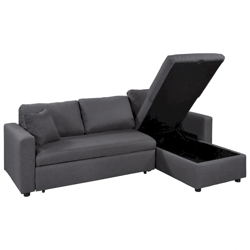 Canapé-lit sectionnel rembourré avec méridienne de rangement | Canapé convertible
