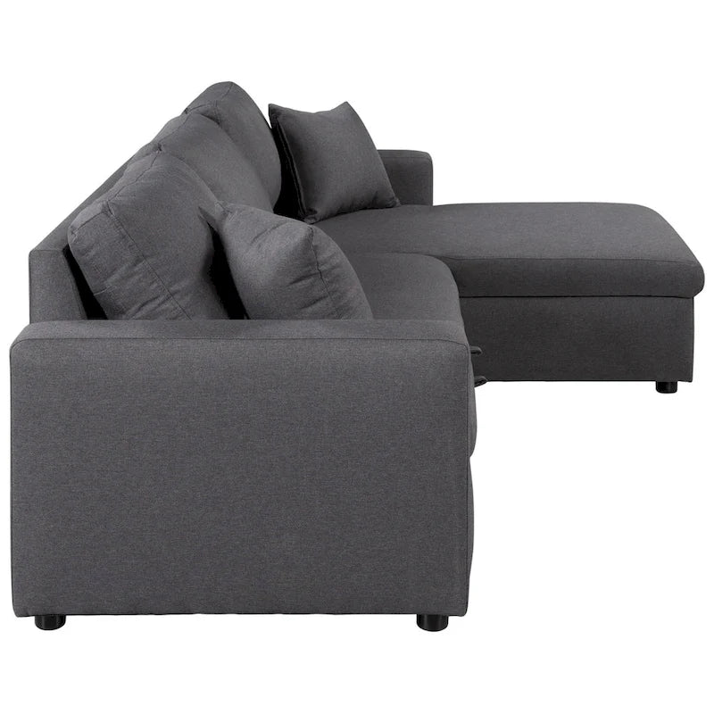 Canapé-lit sectionnel rembourré avec méridienne de rangement | Canapé convertible
