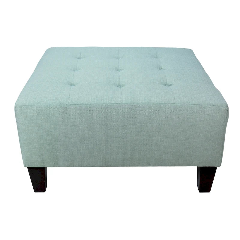Repose-pieds carré capitonné | Bleu | Pouf d'appoint moderne
