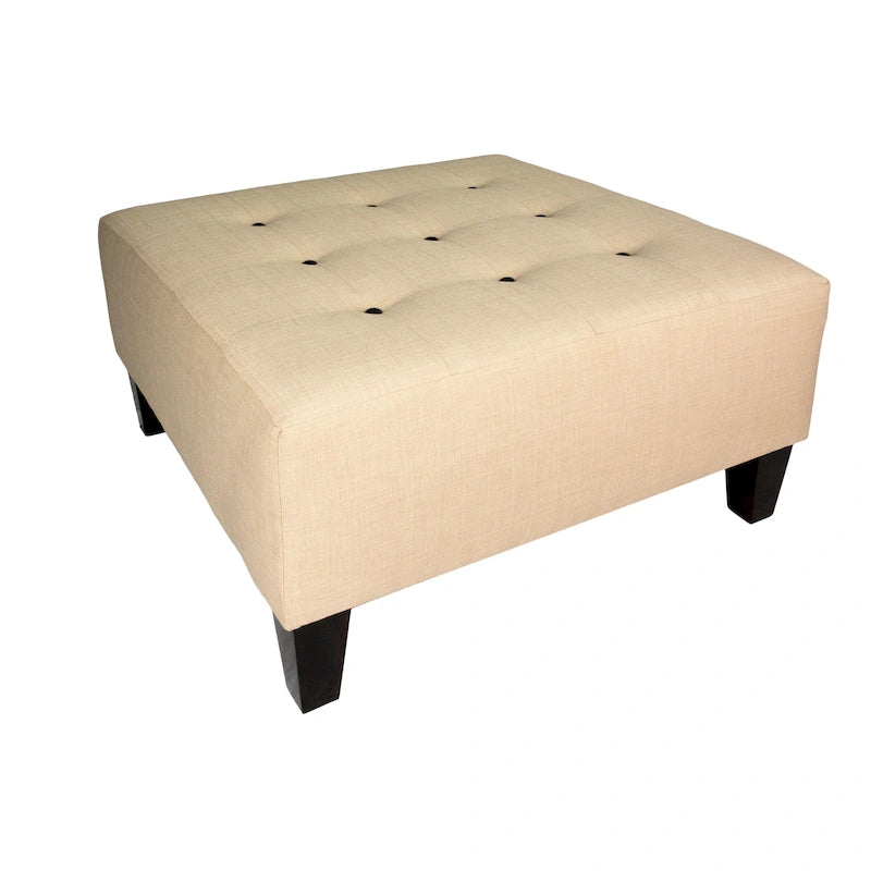 Repose-pieds carré capitonné | Bleu | Pouf d'appoint moderne