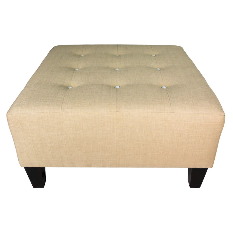Repose-pieds carré capitonné | Bleu | Pouf d'appoint moderne