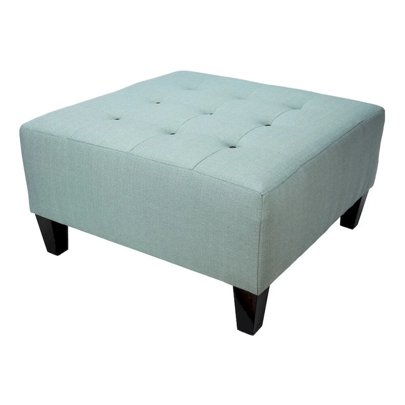 Repose-pieds carré capitonné | Bleu | Pouf d'appoint moderne