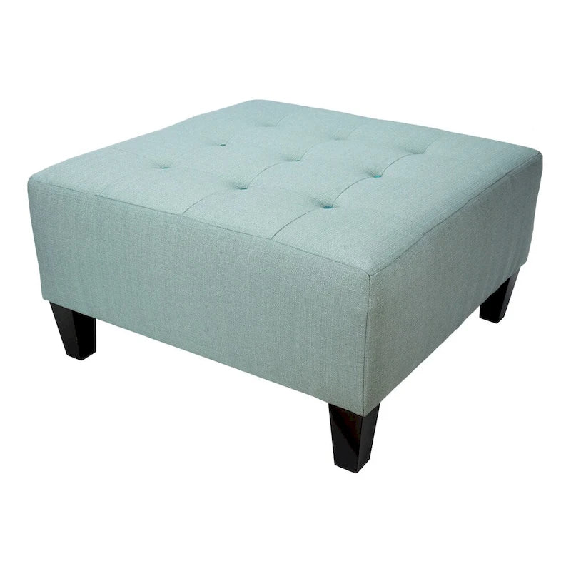 Repose-pieds carré capitonné | Bleu | Pouf d'appoint moderne
