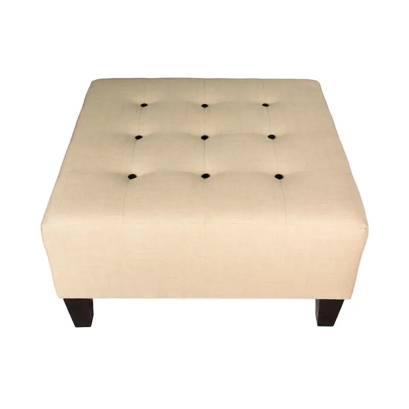 Repose-pieds carré capitonné | Bleu | Pouf d'appoint moderne