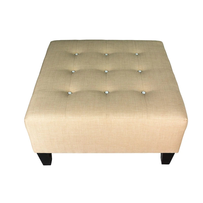 Repose-pieds carré capitonné | Bleu | Pouf d'appoint moderne
