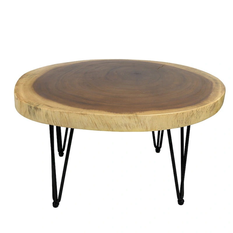 Table basse ronde en bois massif naturel