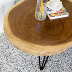 Table basse ronde en bois massif naturel