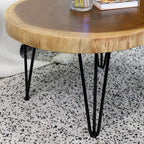 Table basse ronde en bois massif naturel
