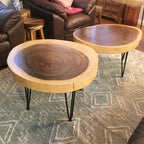 Table basse ronde en bois massif naturel