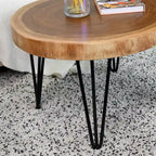 Table basse ronde en bois massif naturel