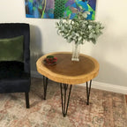 Table basse ronde en bois massif naturel