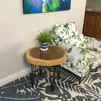 Table basse ronde en bois massif naturel