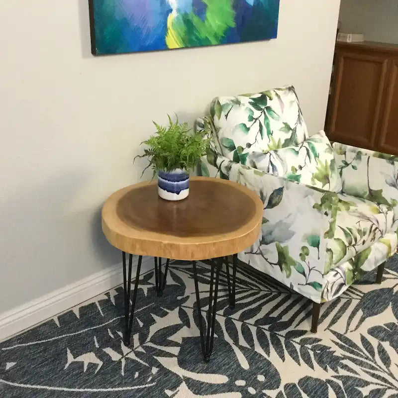 Table basse ronde en bois massif naturel