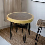 Table basse ronde en bois massif naturel