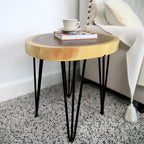 Table basse ronde en bois massif naturel