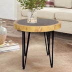 Table basse ronde en bois massif naturel