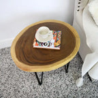 Table basse ronde en bois massif naturel