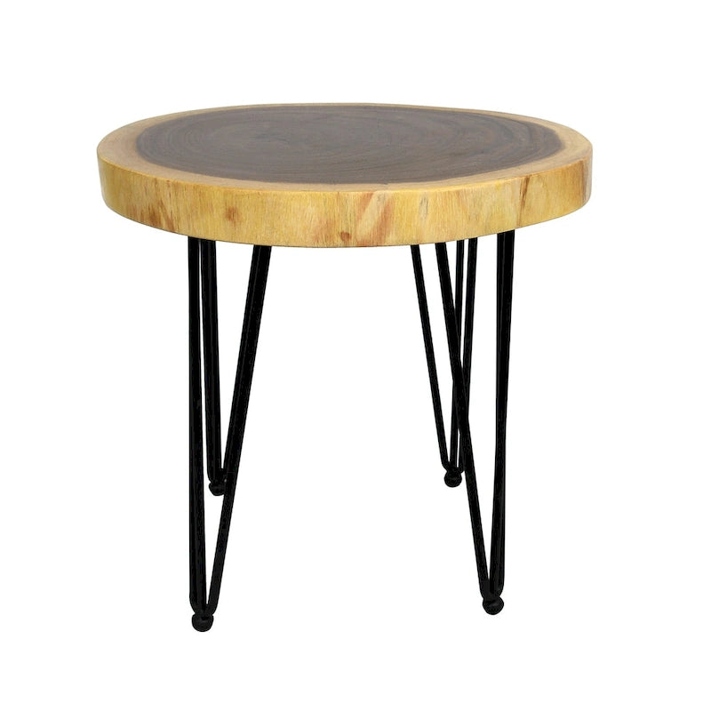 Table basse ronde en bois massif naturel