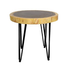 Table basse ronde en bois massif naturel