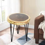 Table basse ronde en bois massif naturel