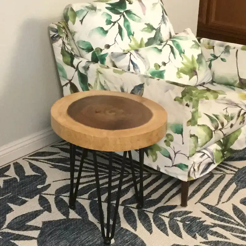 Table basse ronde en bois massif naturel