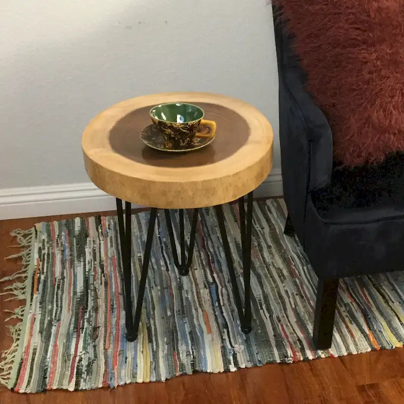 Table basse ronde en bois massif naturel
