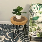 Table basse ronde en bois massif naturel