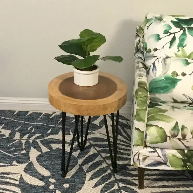 Table basse ronde en bois massif naturel