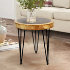 Table basse ronde en bois massif naturel