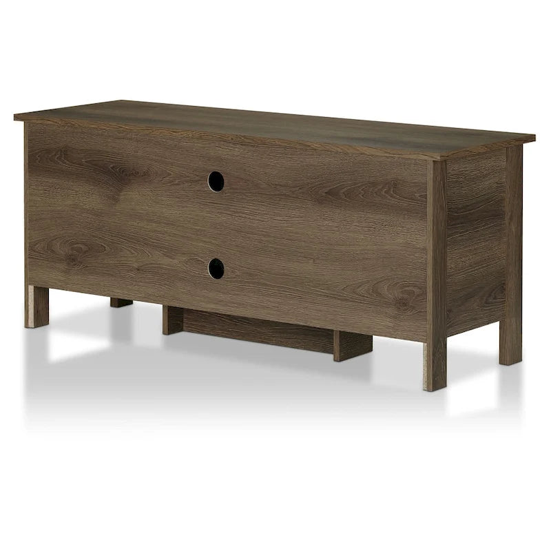 Console TV de 48 po en noyer vieilli de style transitionnel avec 6 étagères | Meuble TV