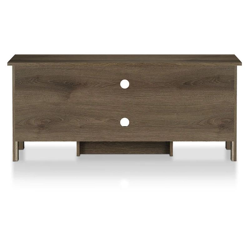 Console TV de 48 po en noyer vieilli de style transitionnel avec 6 étagères | Meuble TV