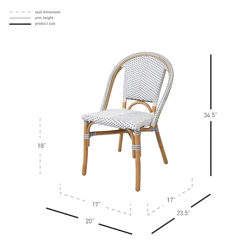 Chaise de bistrot en rotin | Intérieur et extérieur | Chaise d'appoint style café français