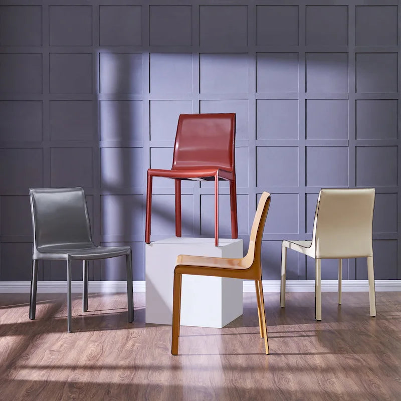 Chaise de salle à manger en cuir recyclé, lot de 2 | Chaise moderne écologique