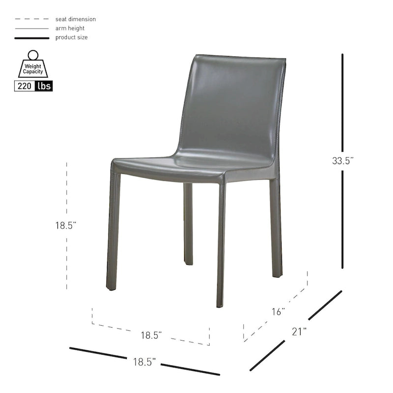 Chaise de salle à manger en cuir recyclé, lot de 2 | Chaise moderne écologique