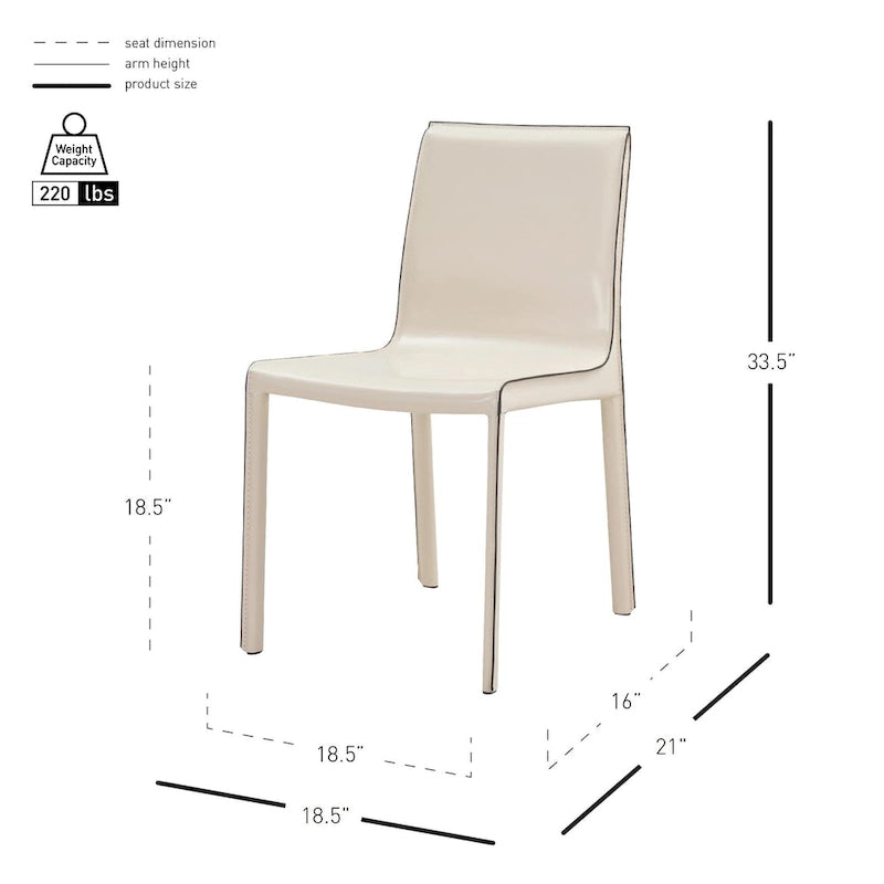 Chaise de salle à manger en cuir recyclé, lot de 2 | Chaise moderne écologique