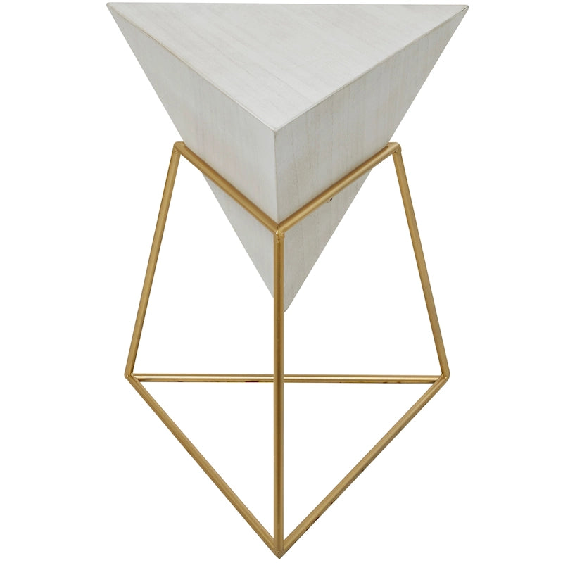 Table d'appoint en pyramide inversée géométrique en bois avec support en métal | Noir ou Blanc