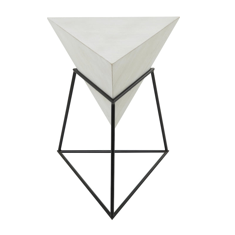 Table d'appoint en pyramide inversée géométrique en bois avec support en métal | Noir ou Blanc
