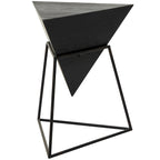 Table d'appoint en pyramide inversée géométrique en bois avec support en métal | Noir ou Blanc