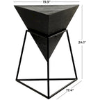 Table d'appoint en pyramide inversée géométrique en bois avec support en métal | Noir ou Blanc