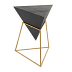 Table d'appoint en pyramide inversée géométrique en bois avec support en métal | Noir ou Blanc