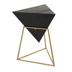 Table d'appoint en pyramide inversée géométrique en bois avec support en métal | Noir ou Blanc