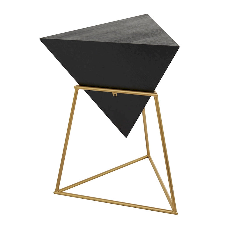 Table d'appoint en pyramide inversée géométrique en bois avec support en métal | Noir ou Blanc