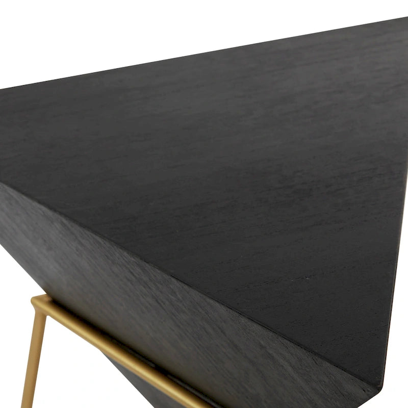 Table d'appoint en pyramide inversée géométrique en bois avec support en métal | Noir ou Blanc