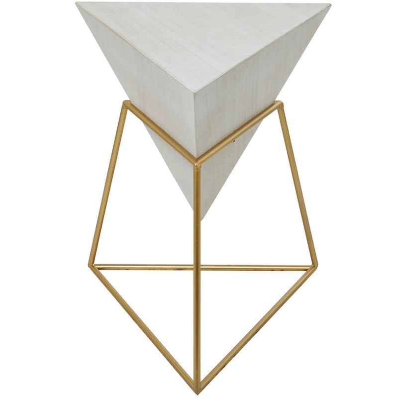 Table d'appoint en pyramide inversée géométrique en bois avec support en métal | Noir ou Blanc